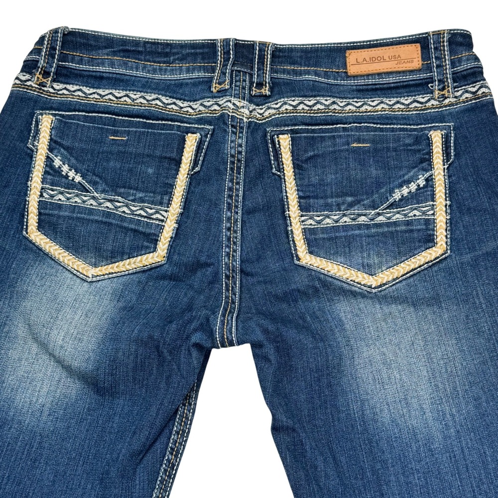 LA Idol USA Womens Straight Leg Jeans Size 13 Dark Wash Embroidered Western NWOT